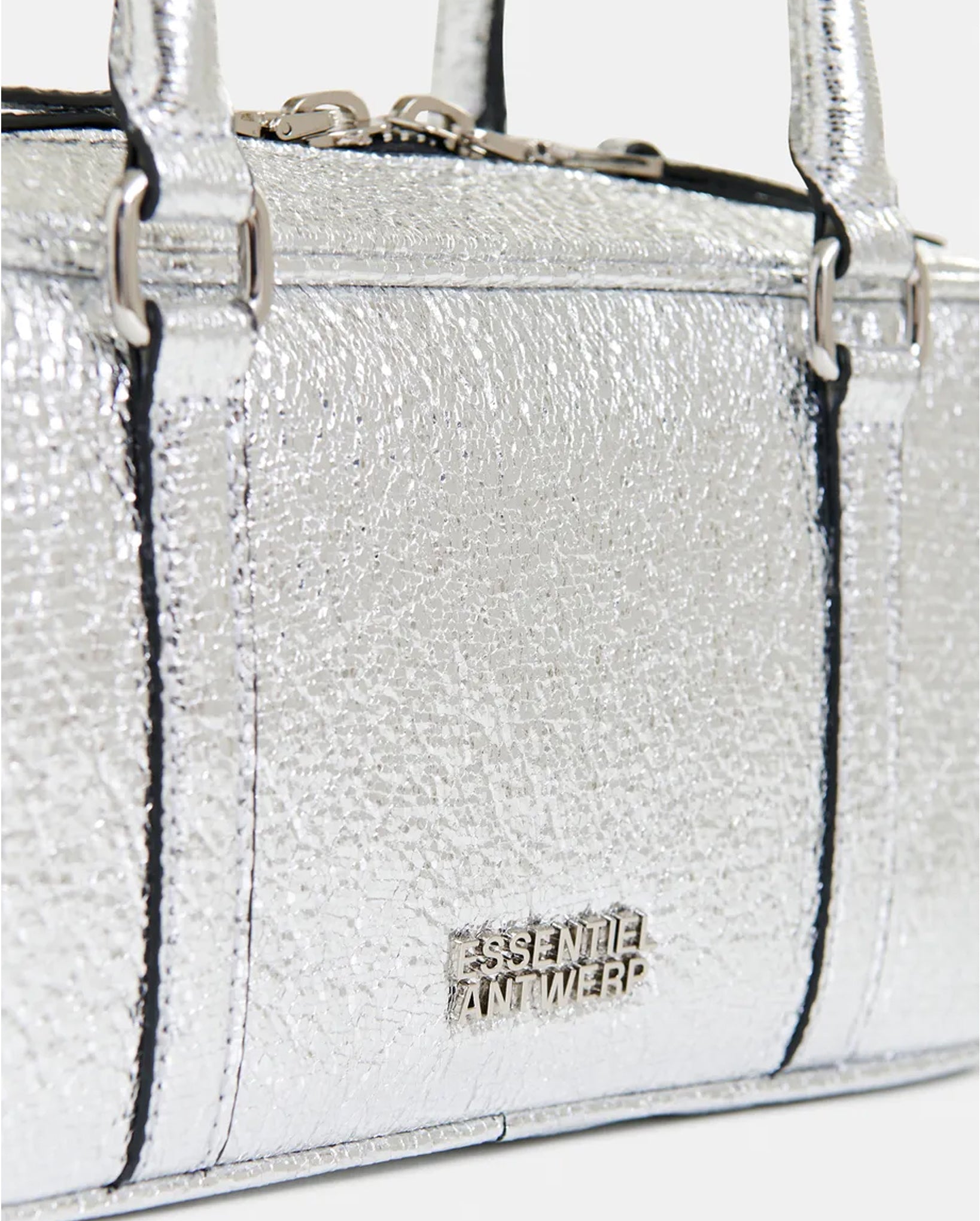 Metallic Shoulder Baguette Bag (Silver)