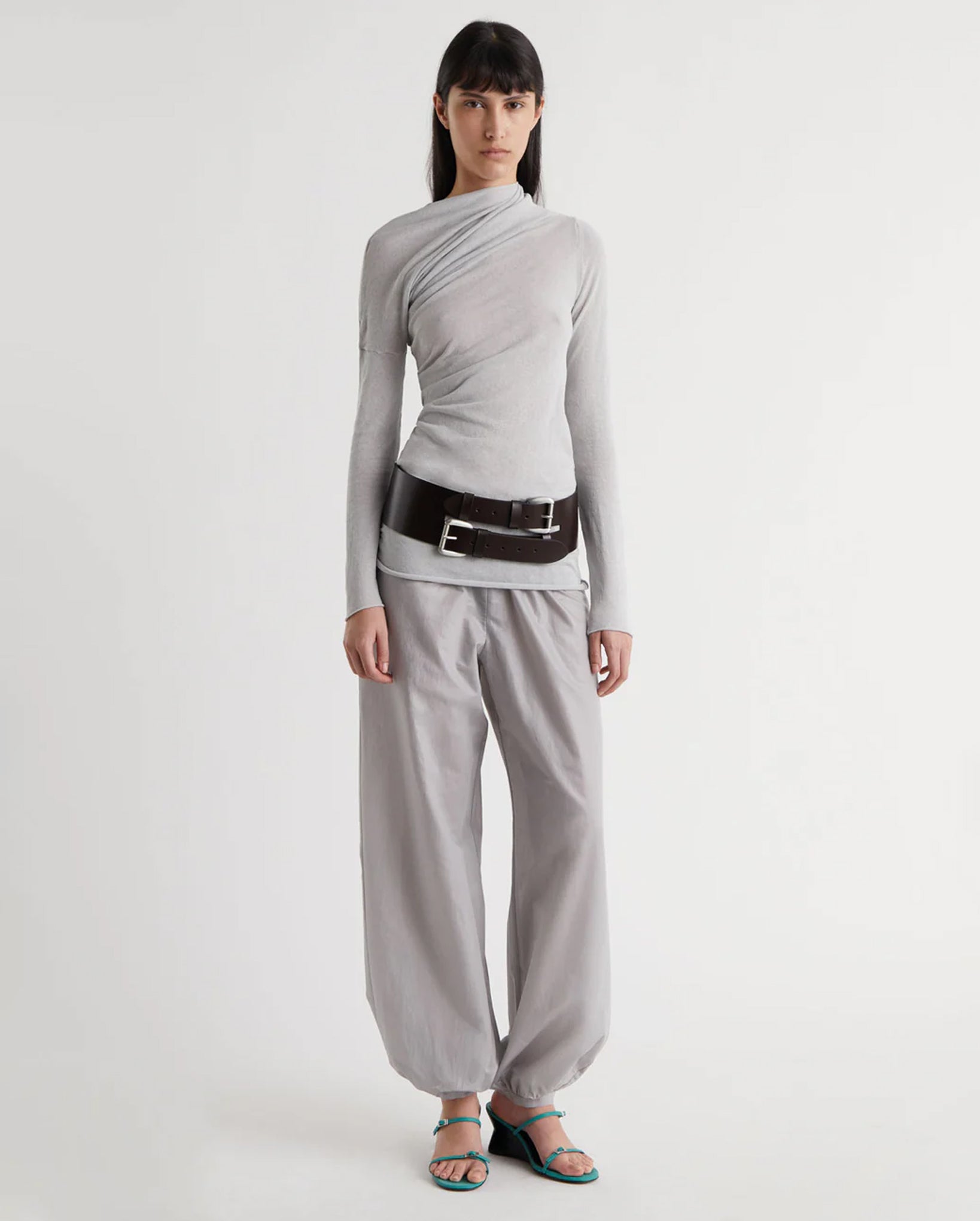 Penelope Wide Leather Belt (Brown)