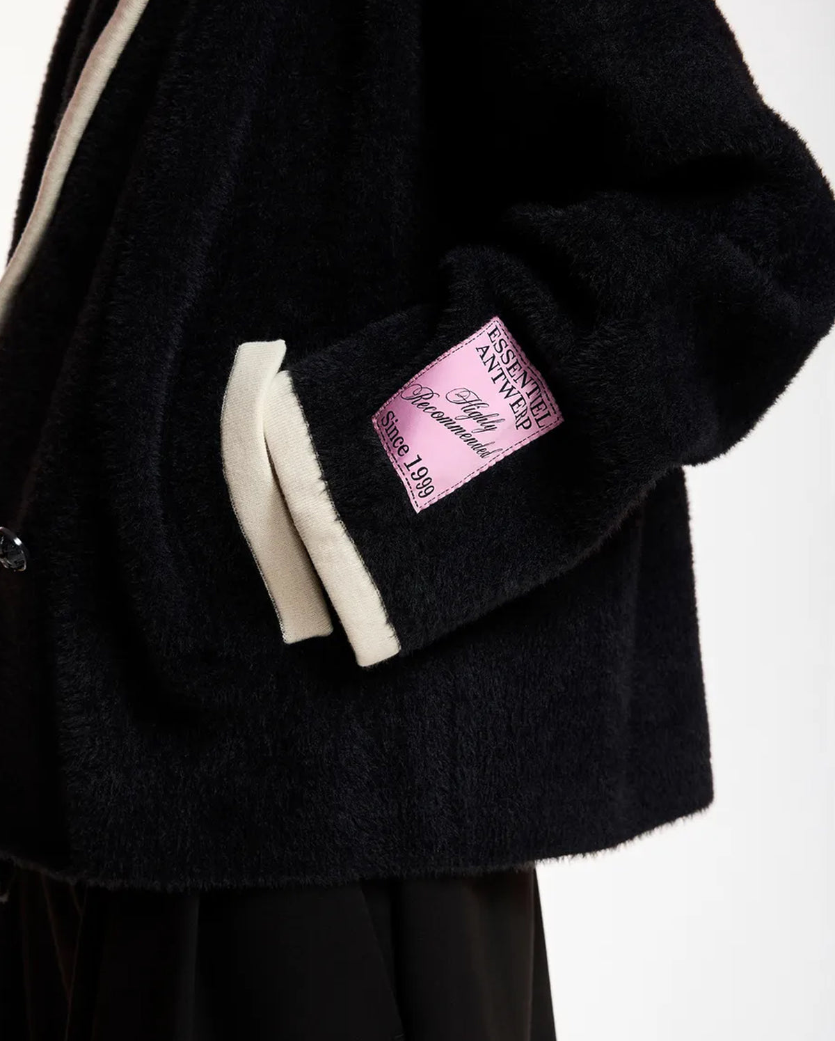 Cardigan with Contrast Trims (Black/White)