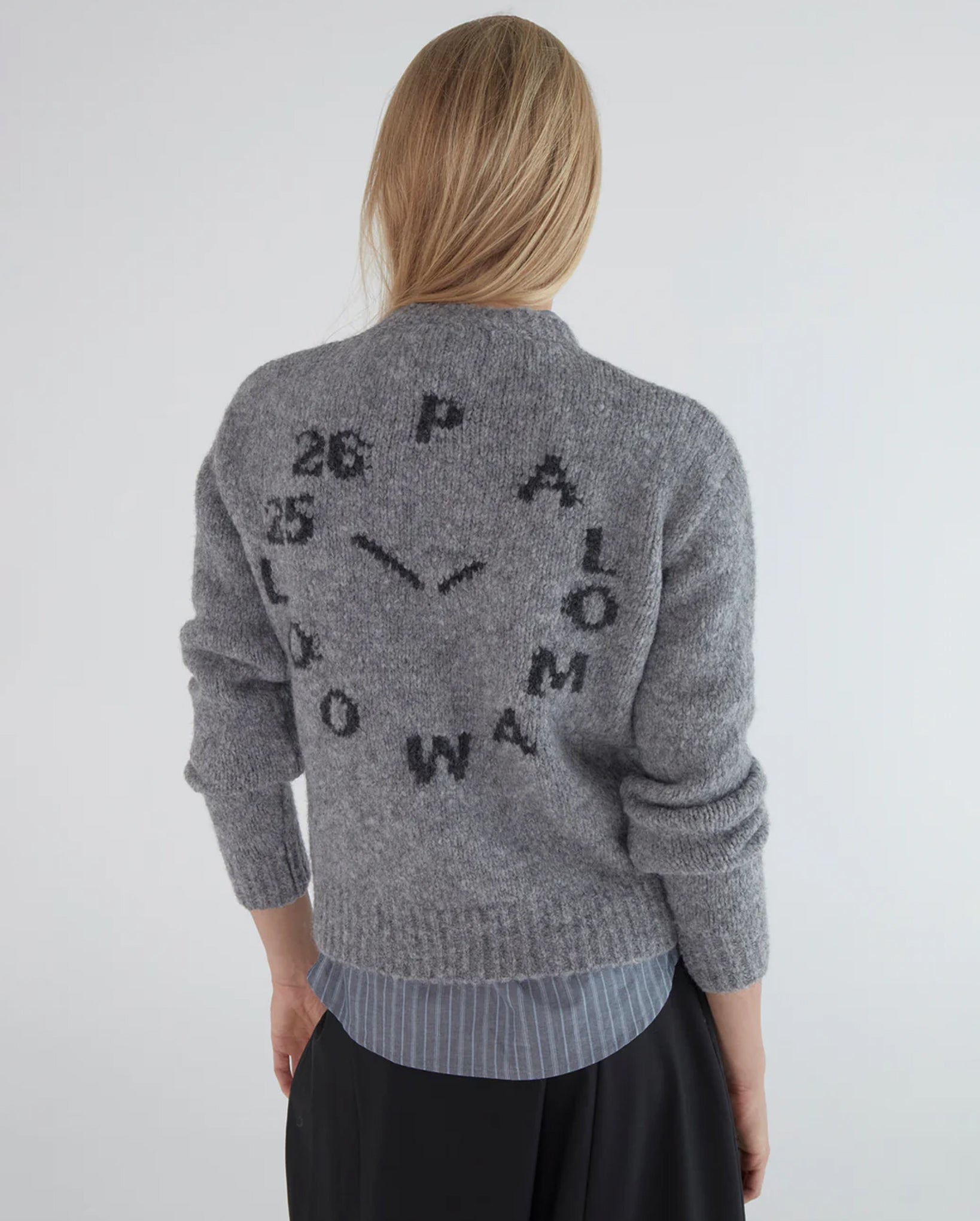 Clock Knitted Sweater (Grey)