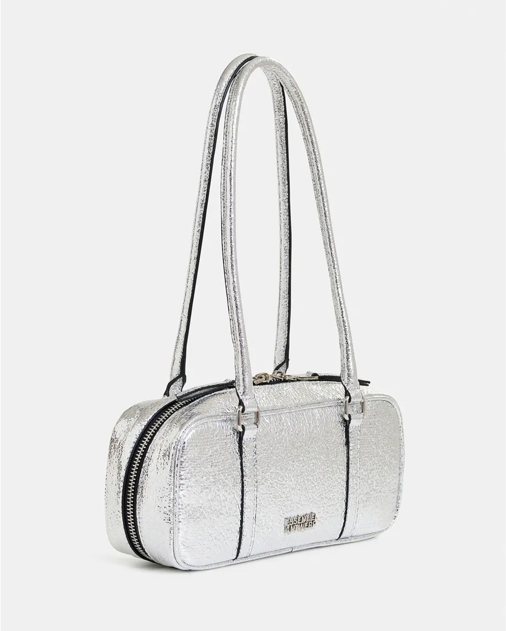 Metallic Shoulder Baguette Bag (Silver)