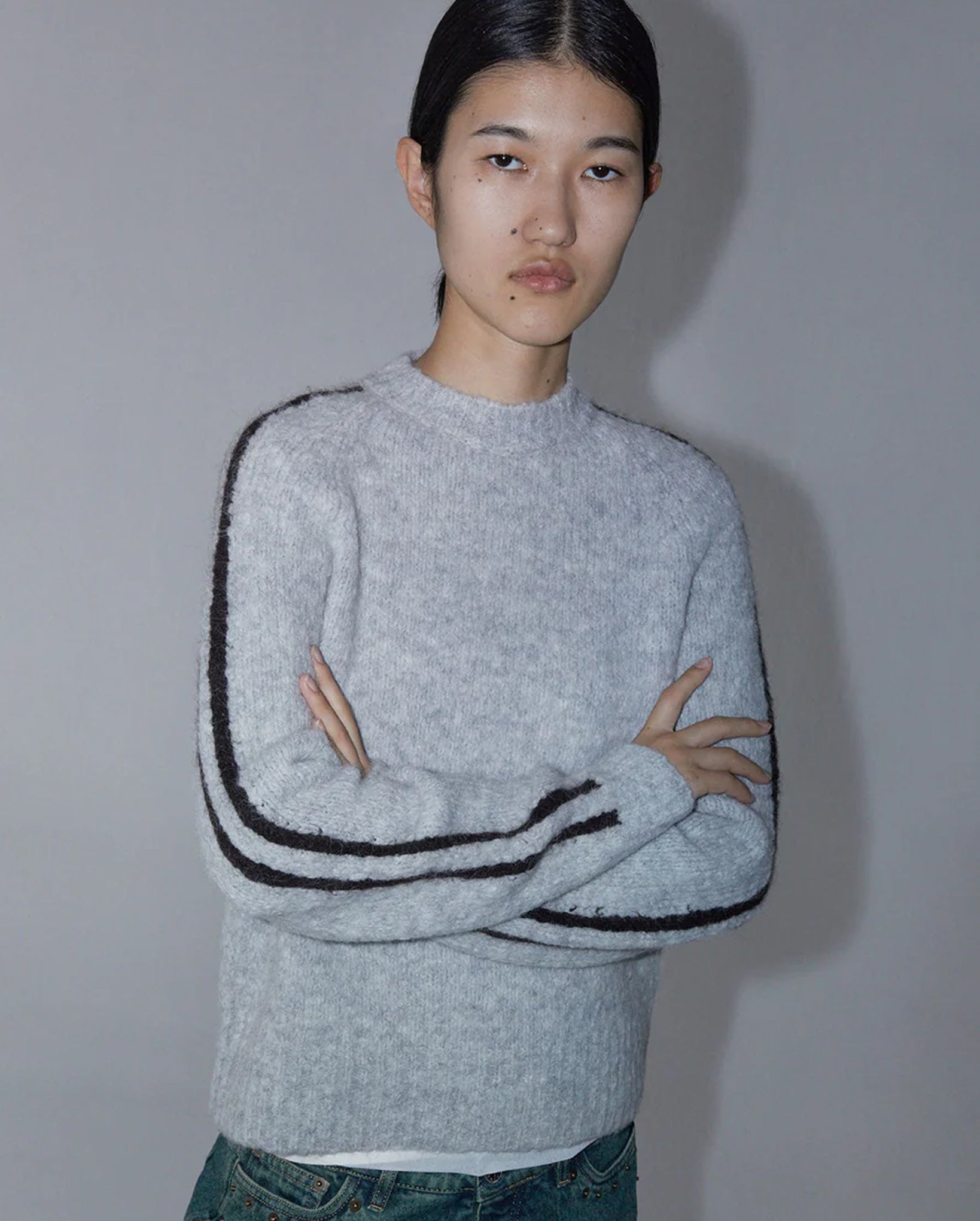 Grand Slam Knitted Sweater (Light Grey)