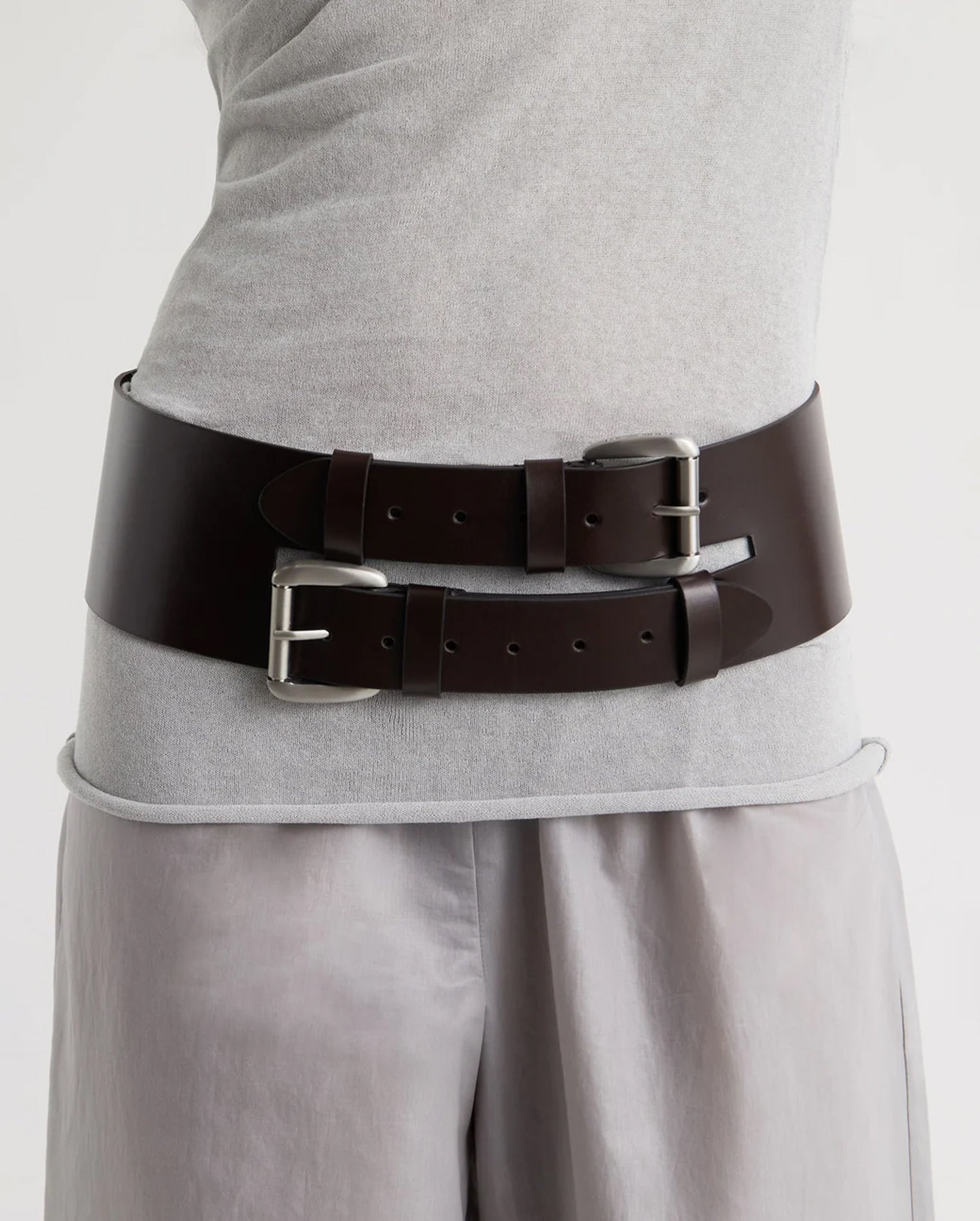 Penelope Wide Leather Belt (Brown)