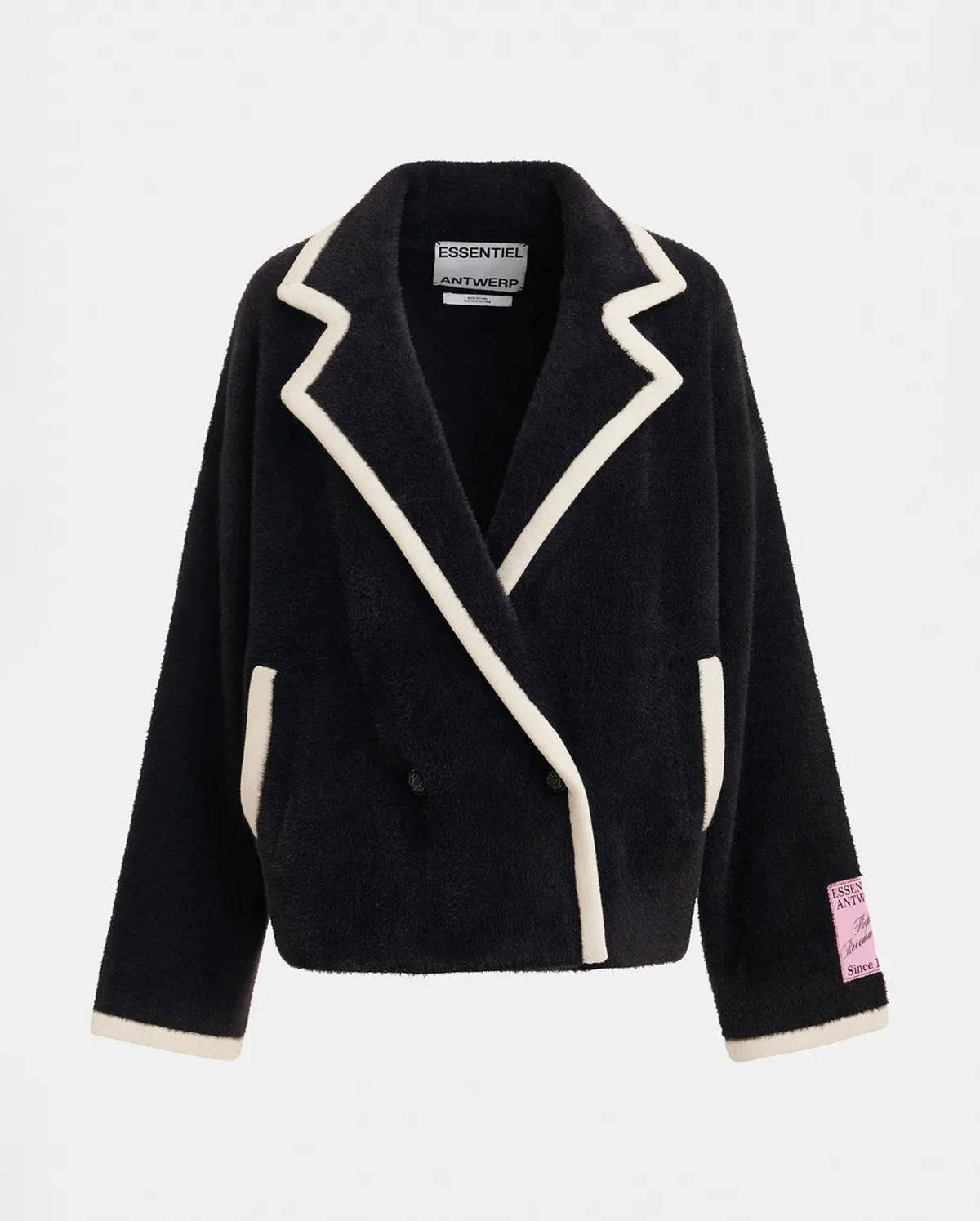 Cardigan with Contrast Trims (Black/White)