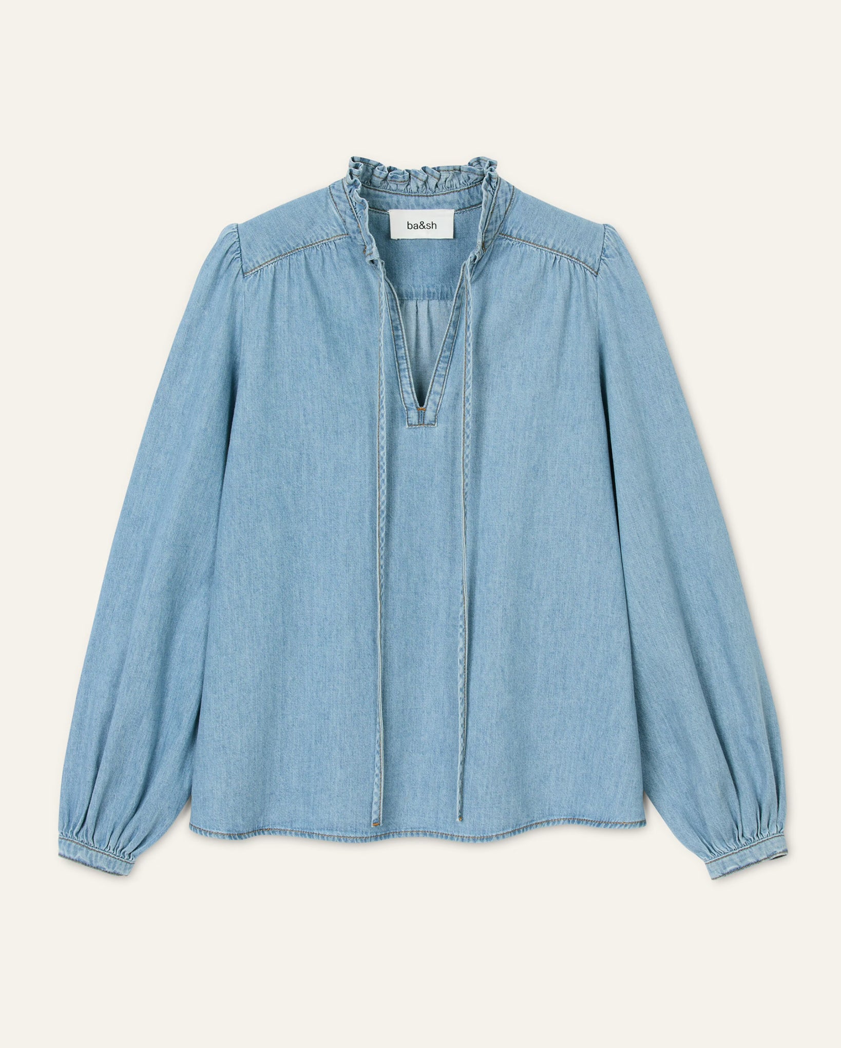 Louise Denim Blouse (Light Blue)