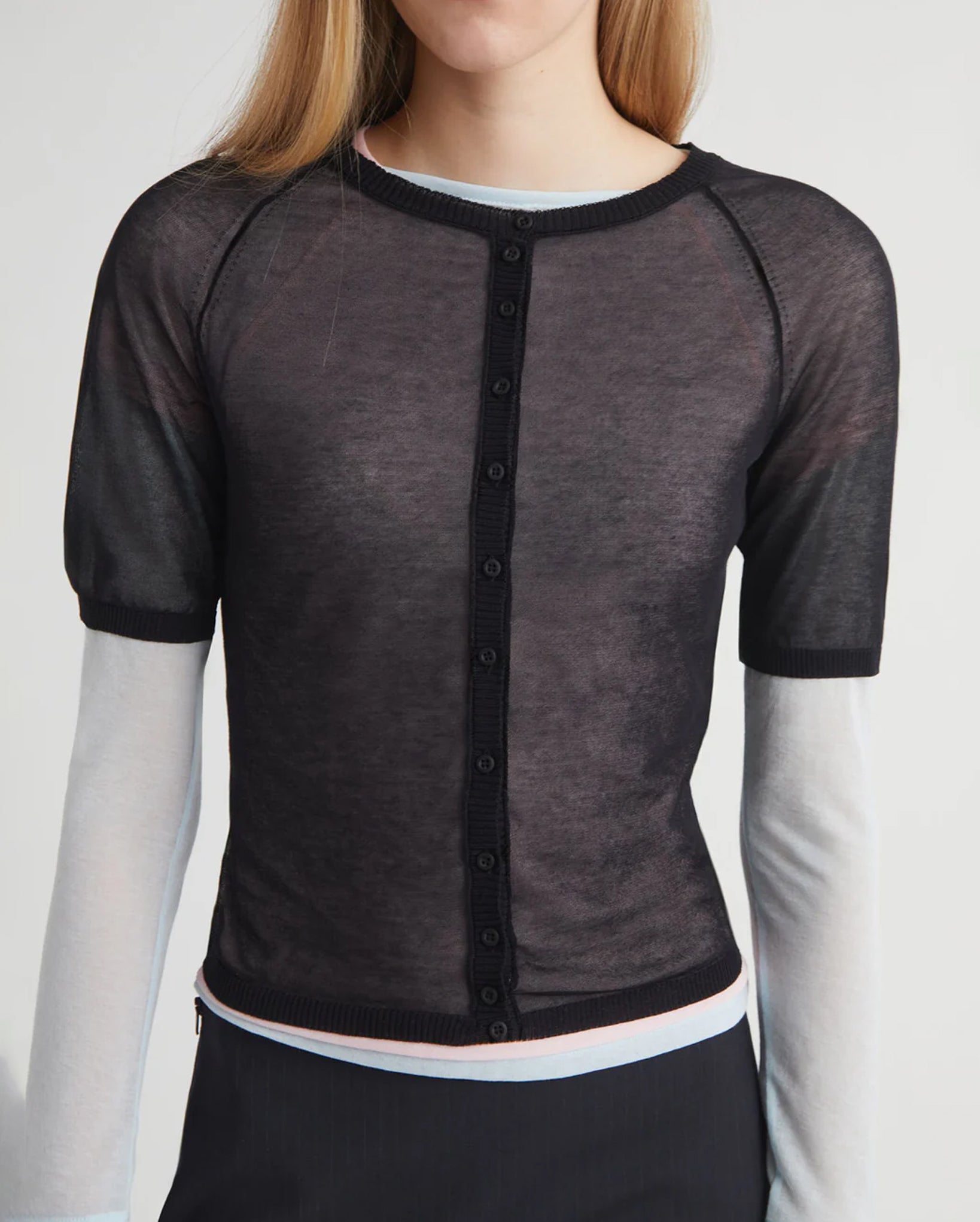 Patinela Short Sleeve Cardigan (Black)