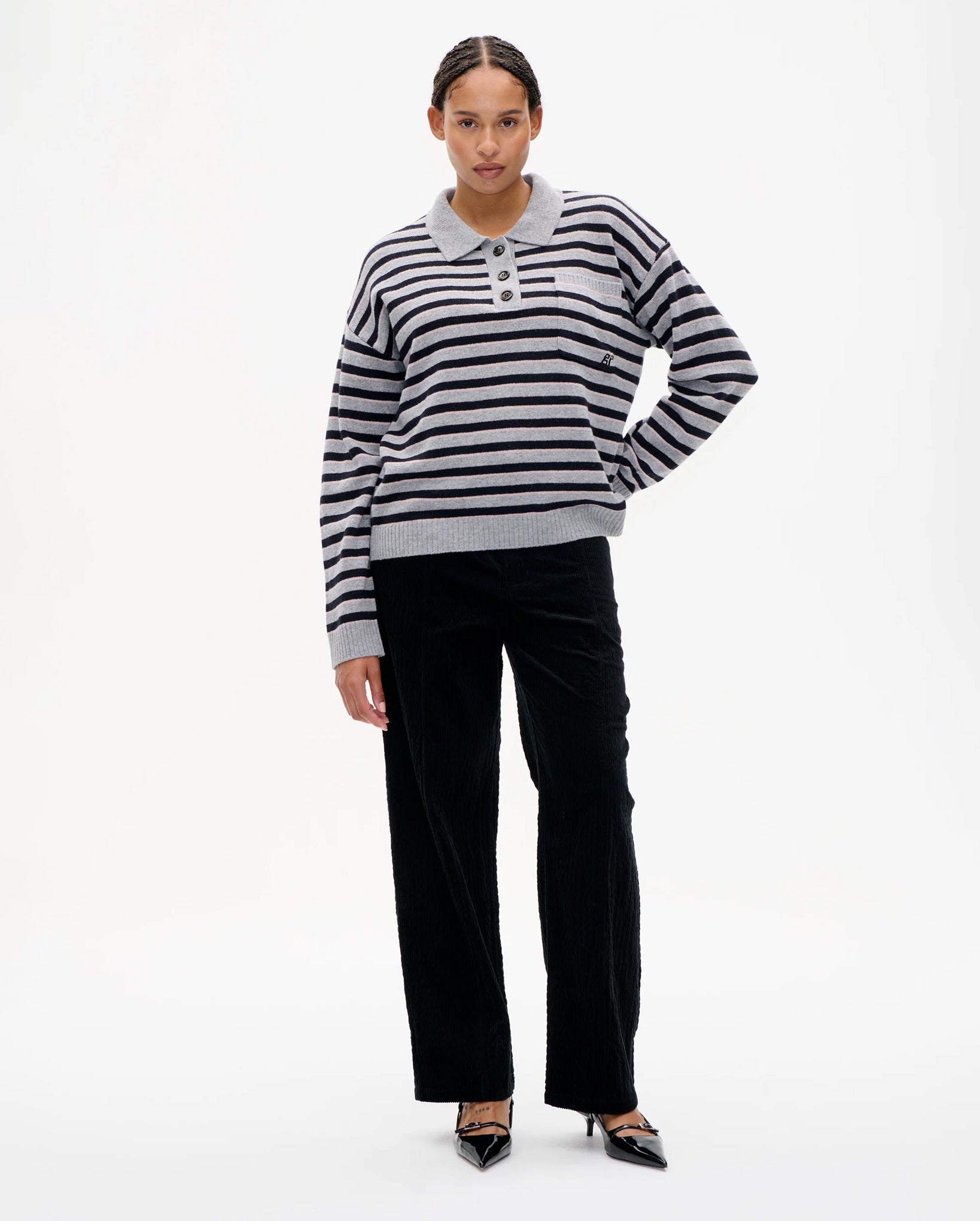 Cailey Sweater (Grey/Black Stripe)