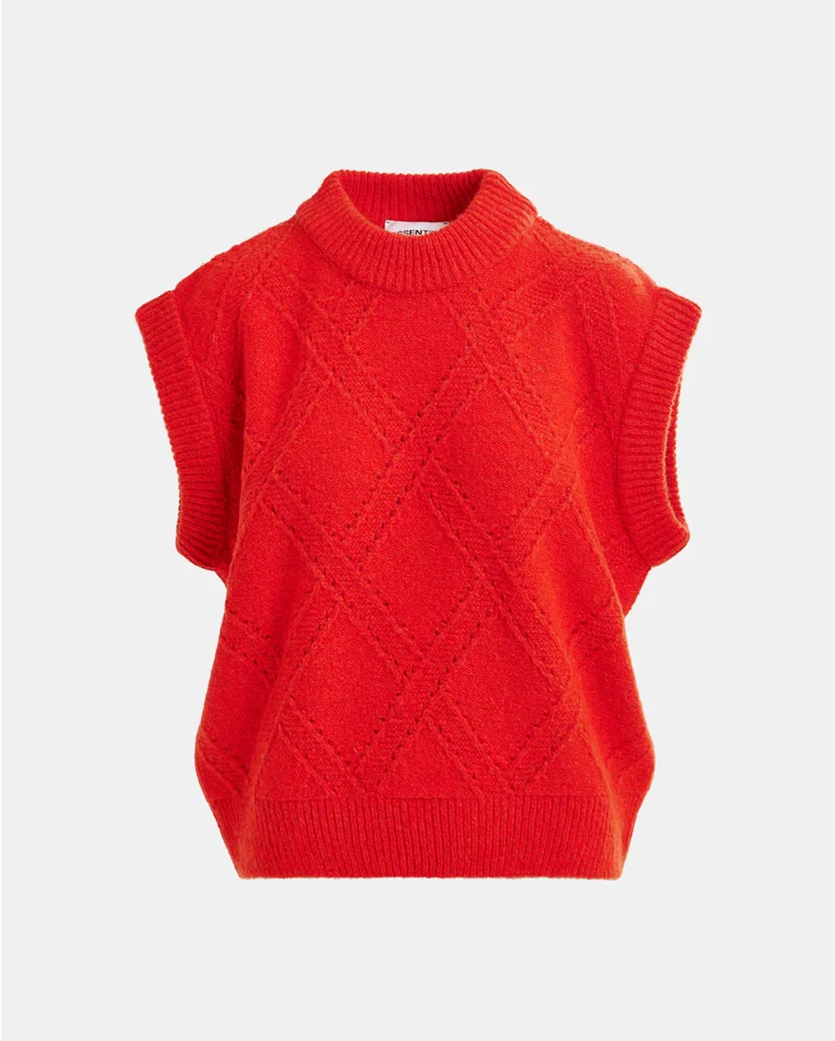 Cable-Knit Sleeveless Wool-Blend Sweater (Red)