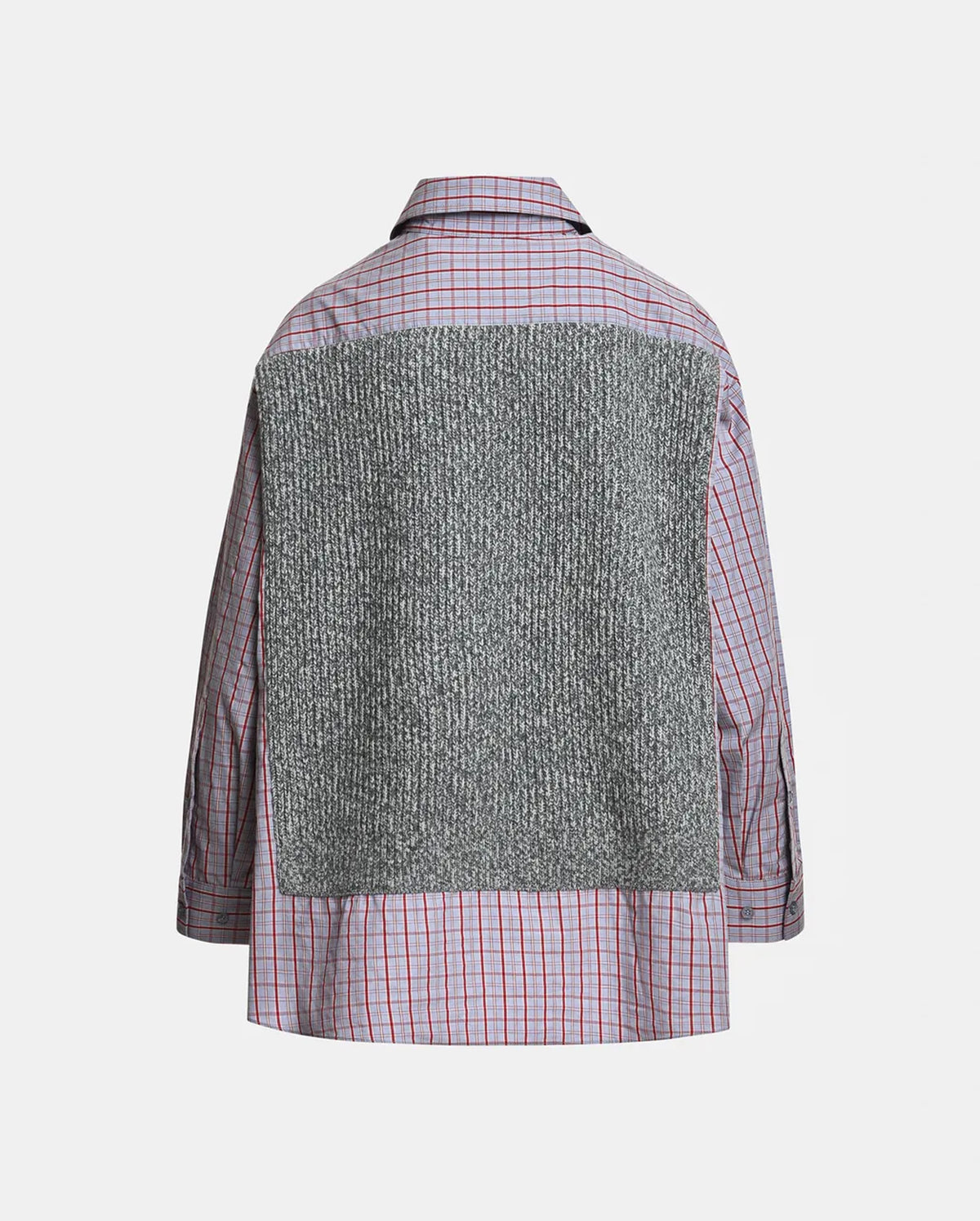 Layered Knit Vest Shirt (Grey/Light Blue/Red)