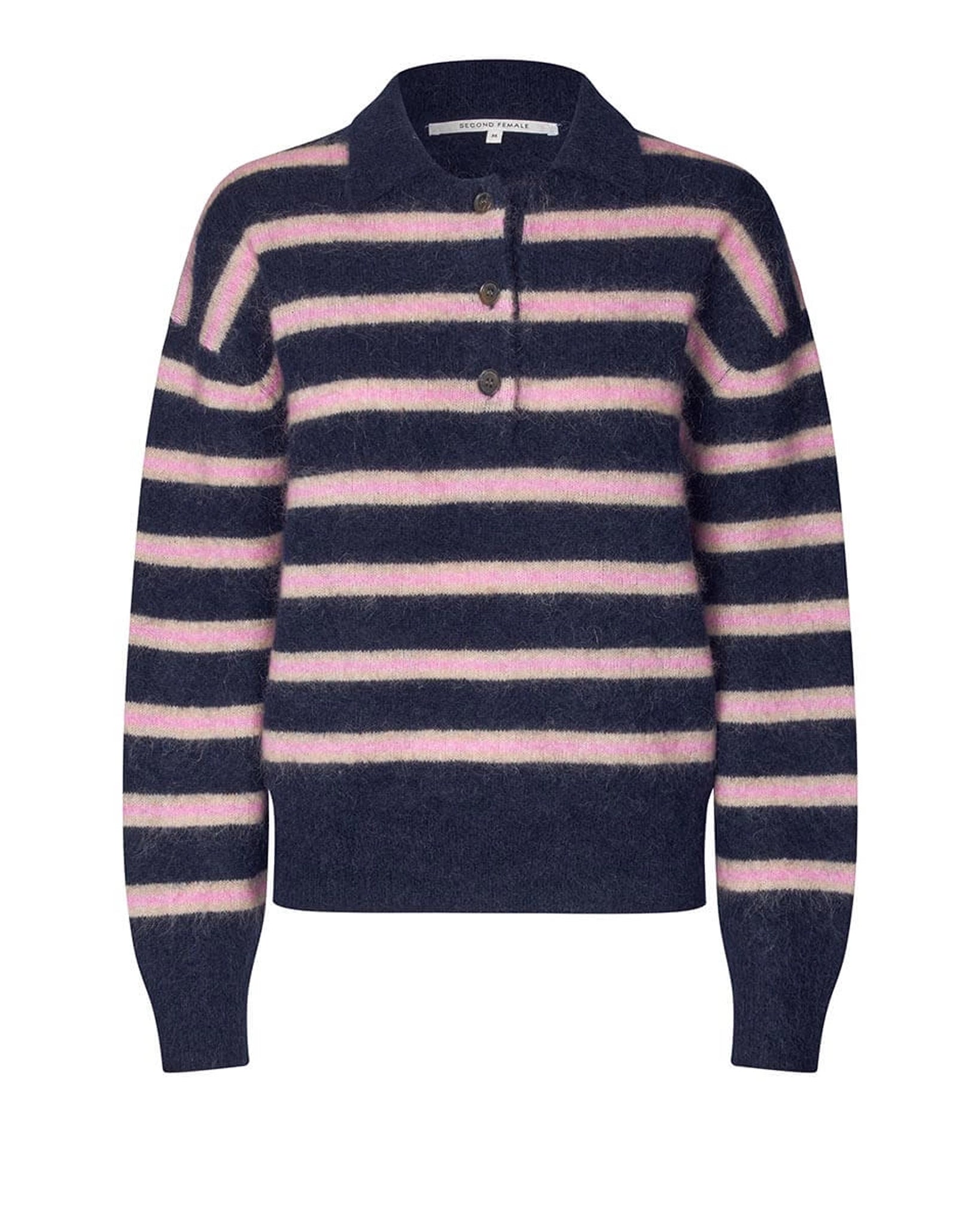 Noela Knit Long Sleeve Polo (Carbon)