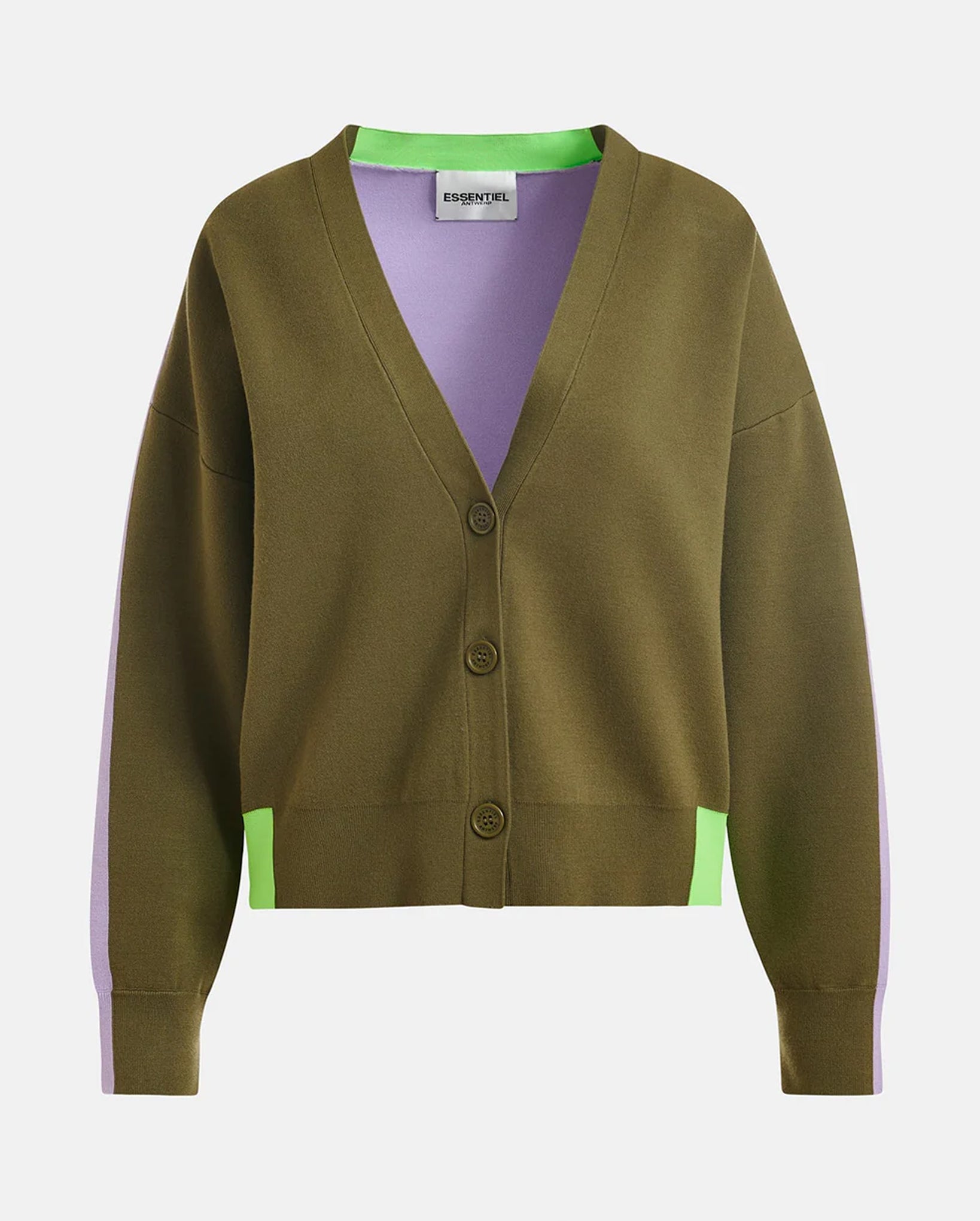 Colorblock Fine-Knit Cardigan