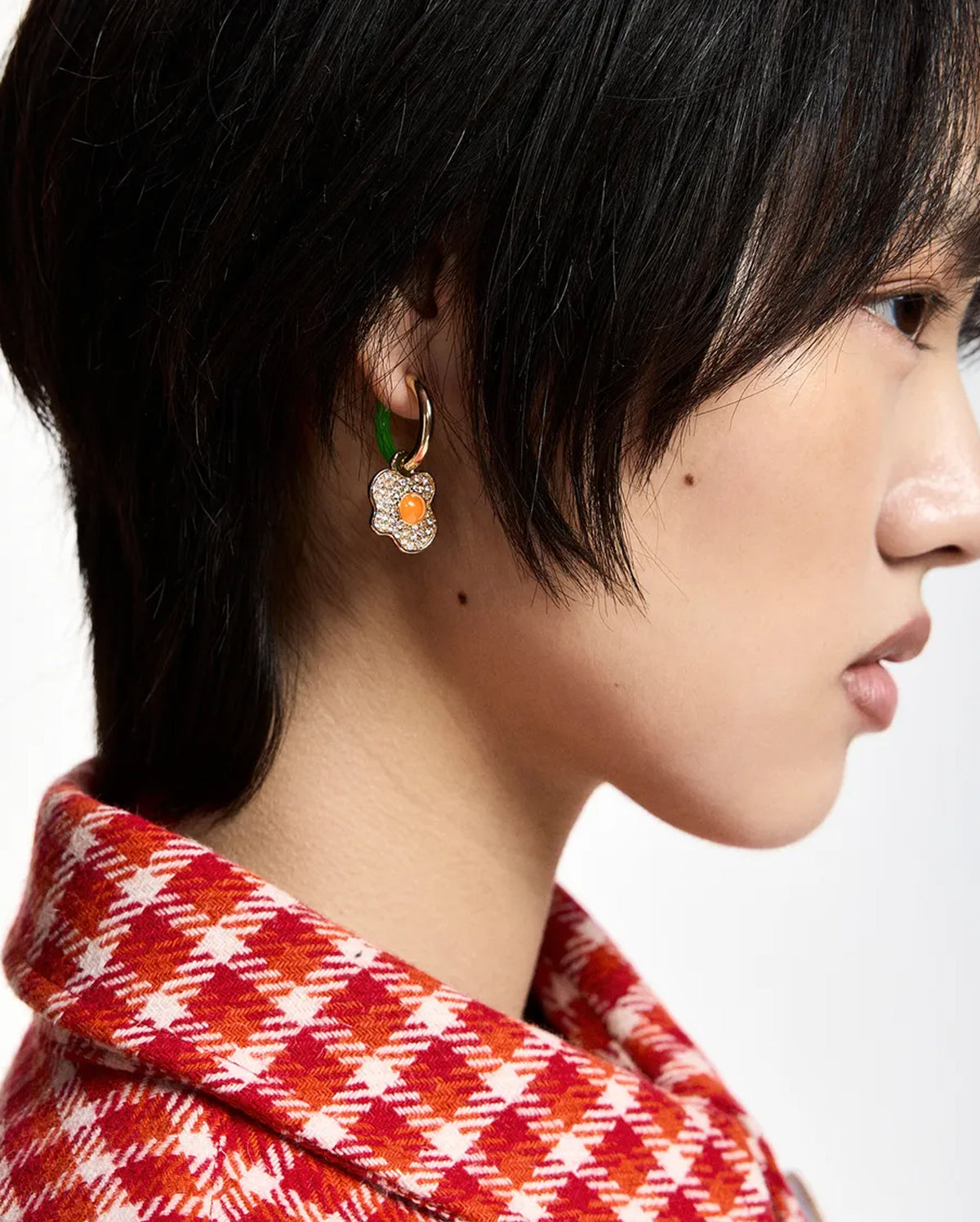 Hoop Earrings with Duck and Egg (Gold/Green)
