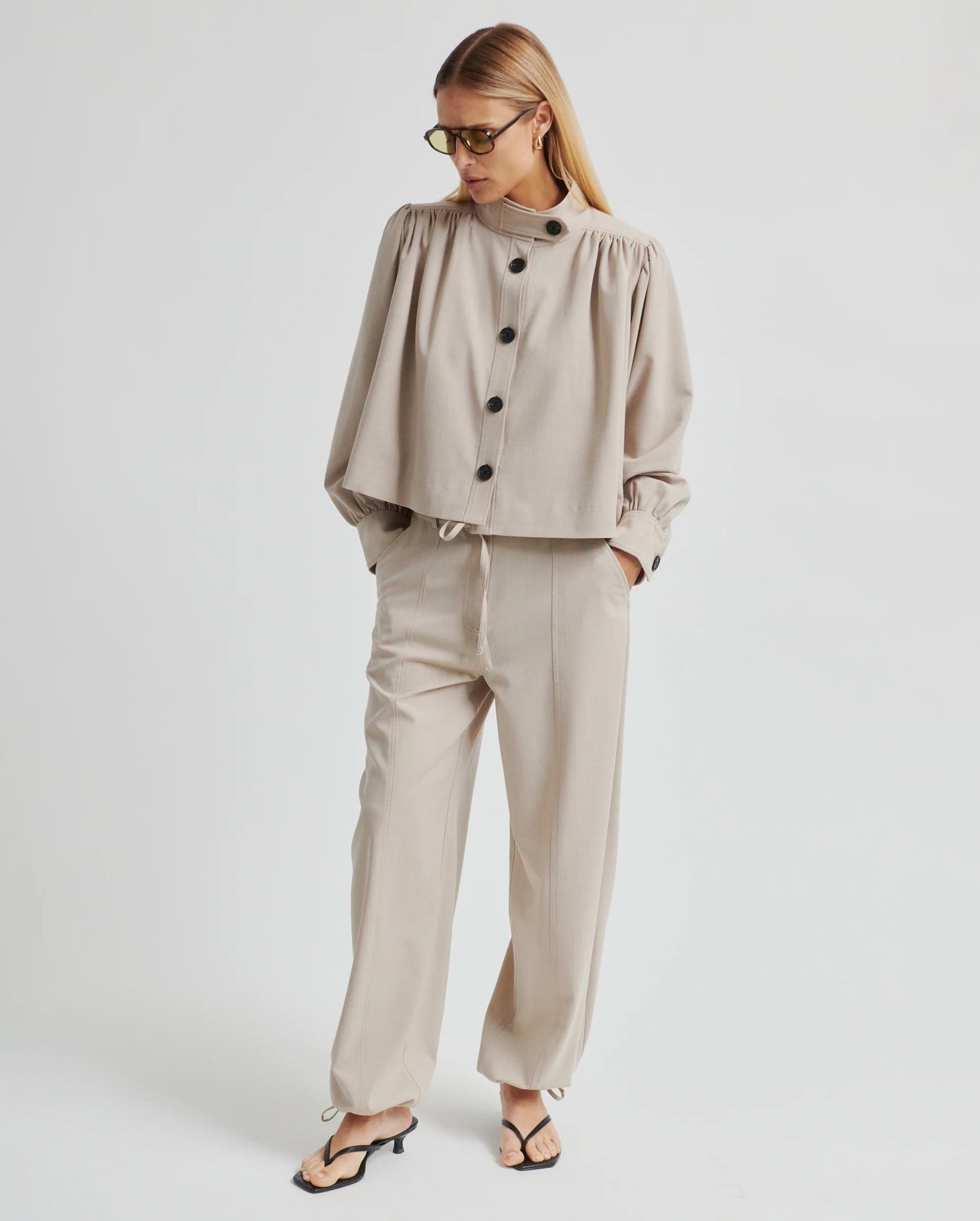 Zoie Cargo Trousers (Light Beige Melange)