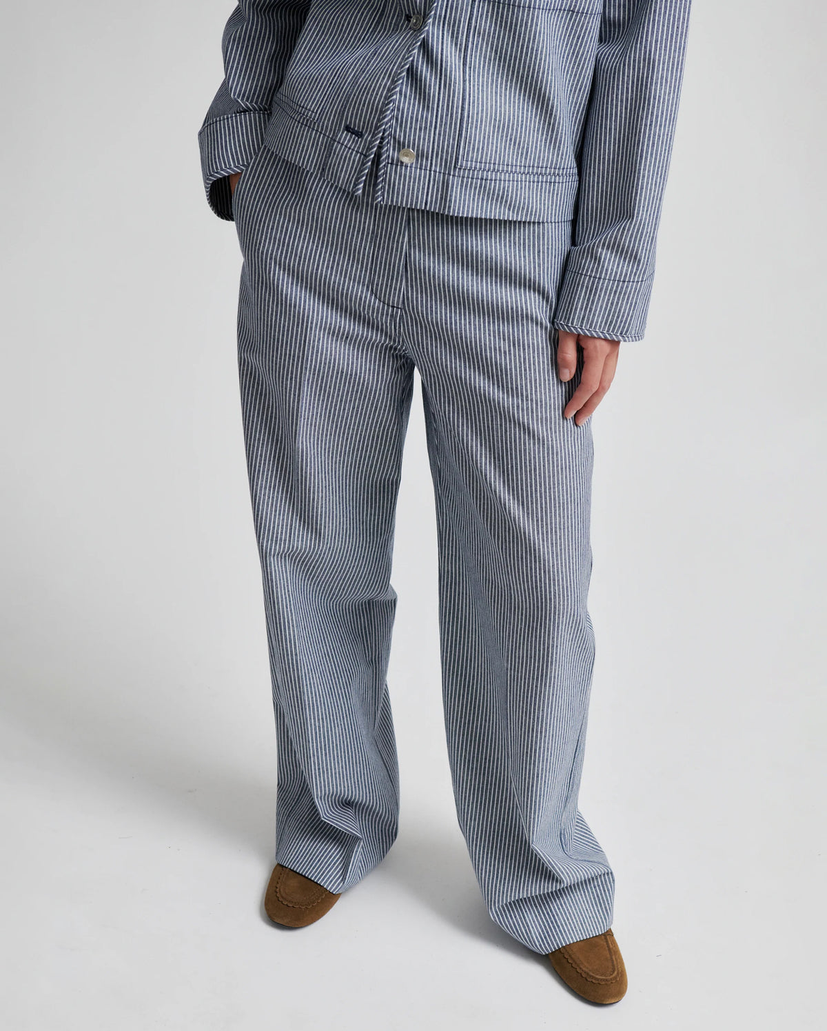 Antibes Trousers (Dark Blue Stripe)