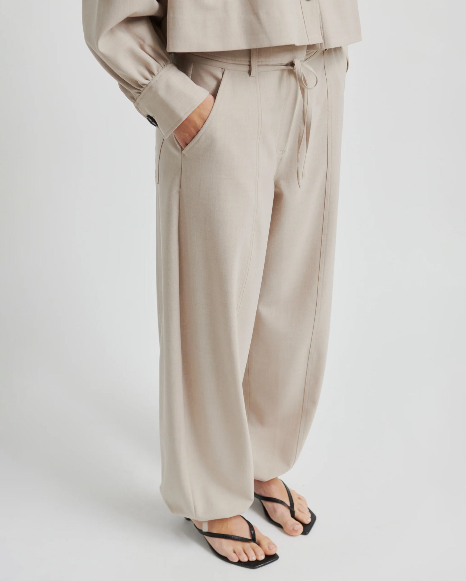 Zoie Cargo Trousers (Light Beige Melange)