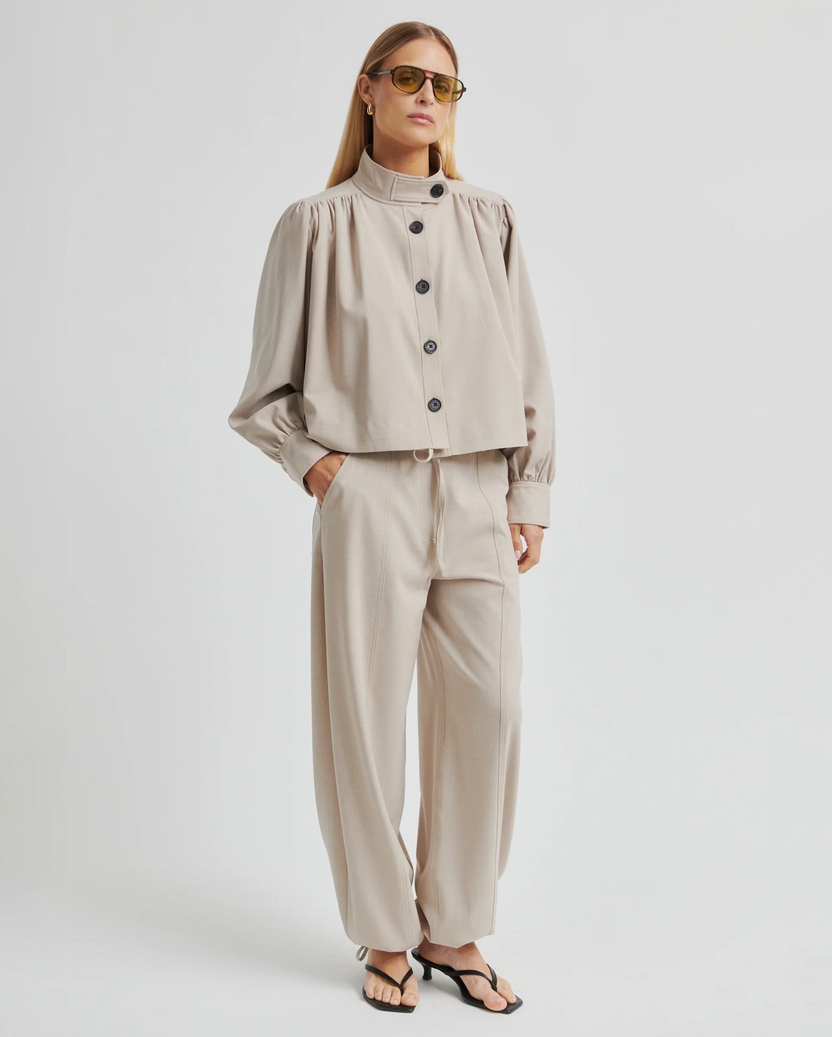 Zoie Cargo Trousers (Light Beige Melange)