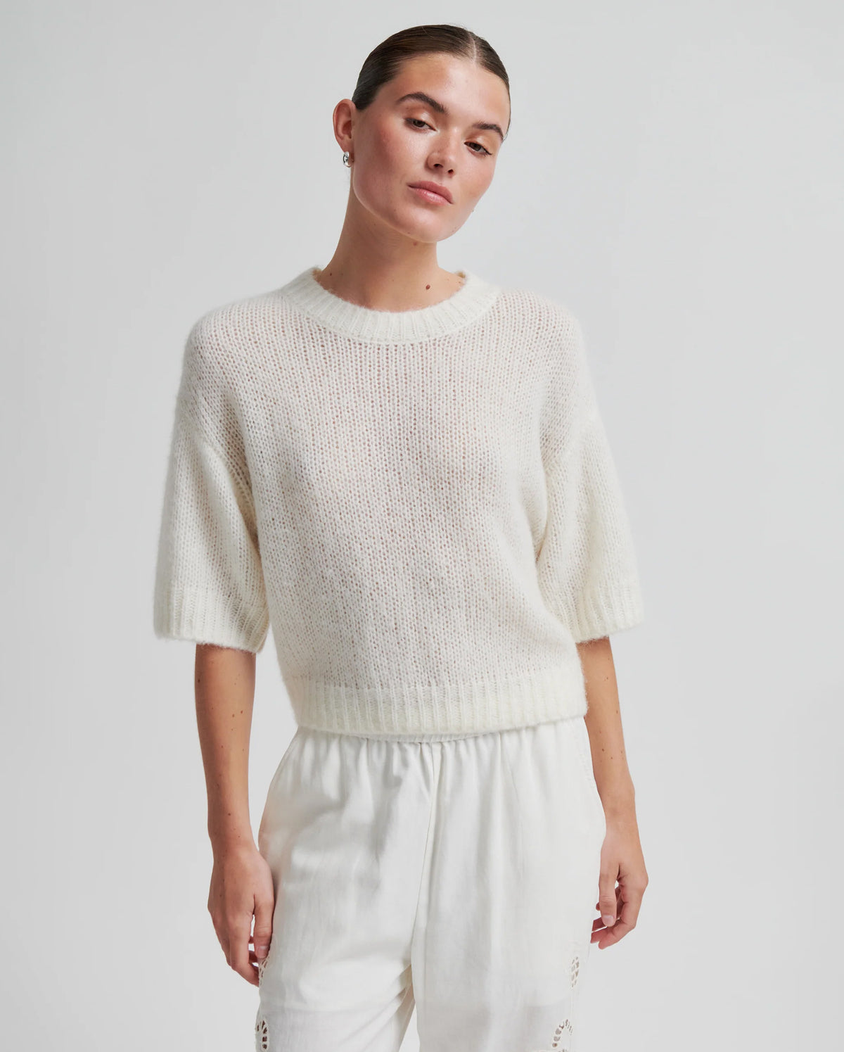Silia Knit SS O-Neck (Eggnog)