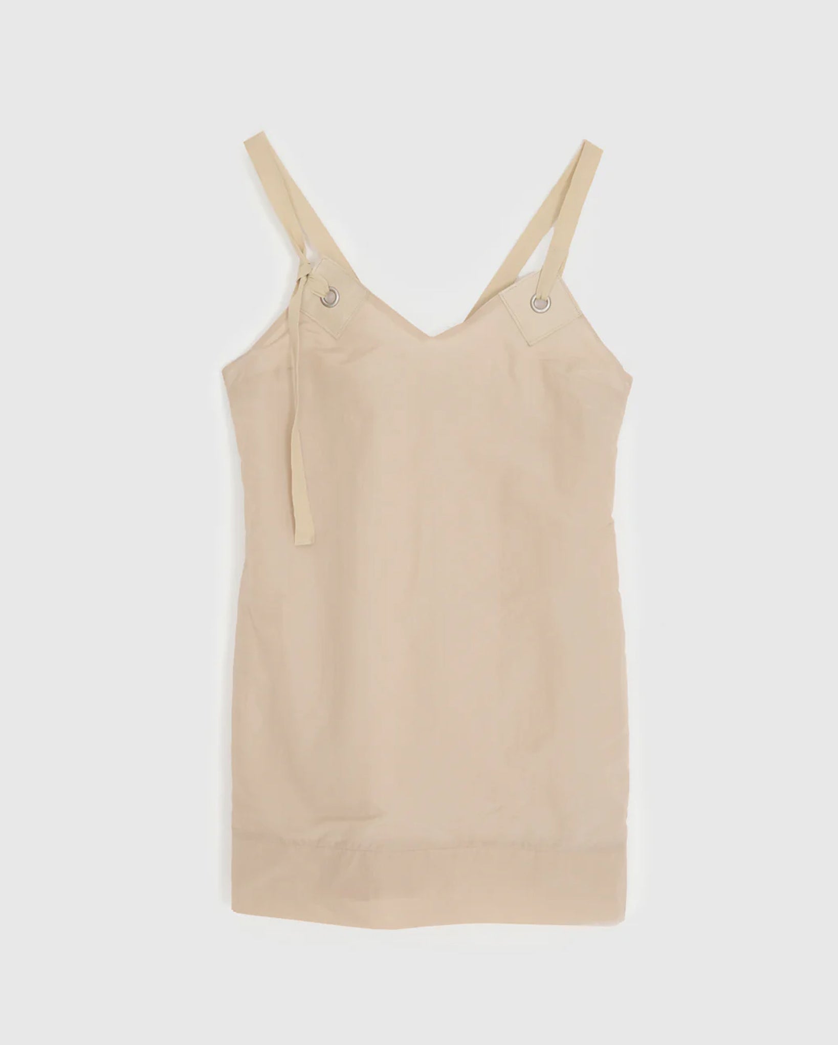 Goded Short Silk-Nylon Dress (Beige)