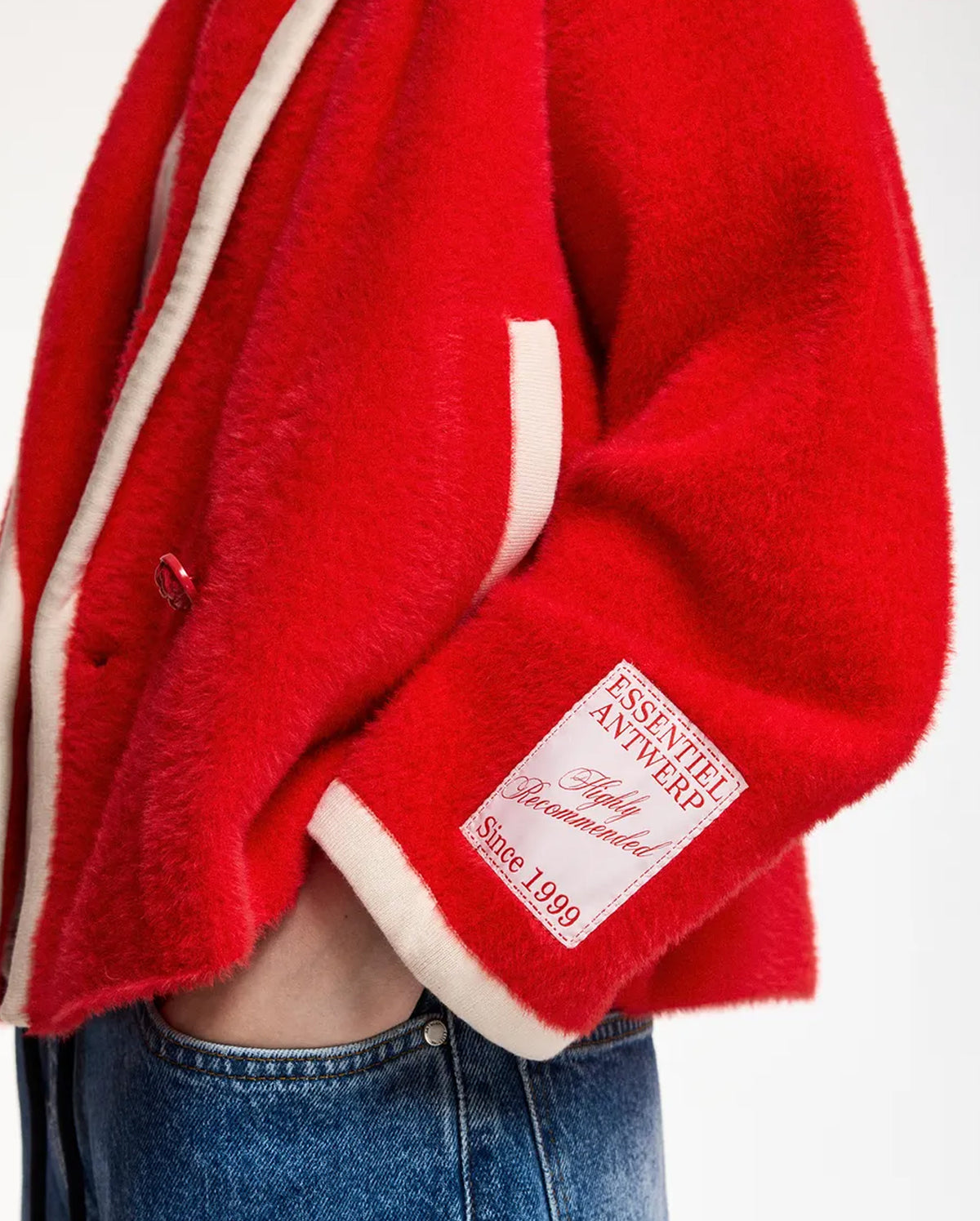 Cardigan with Contrast Trims (Red/White)