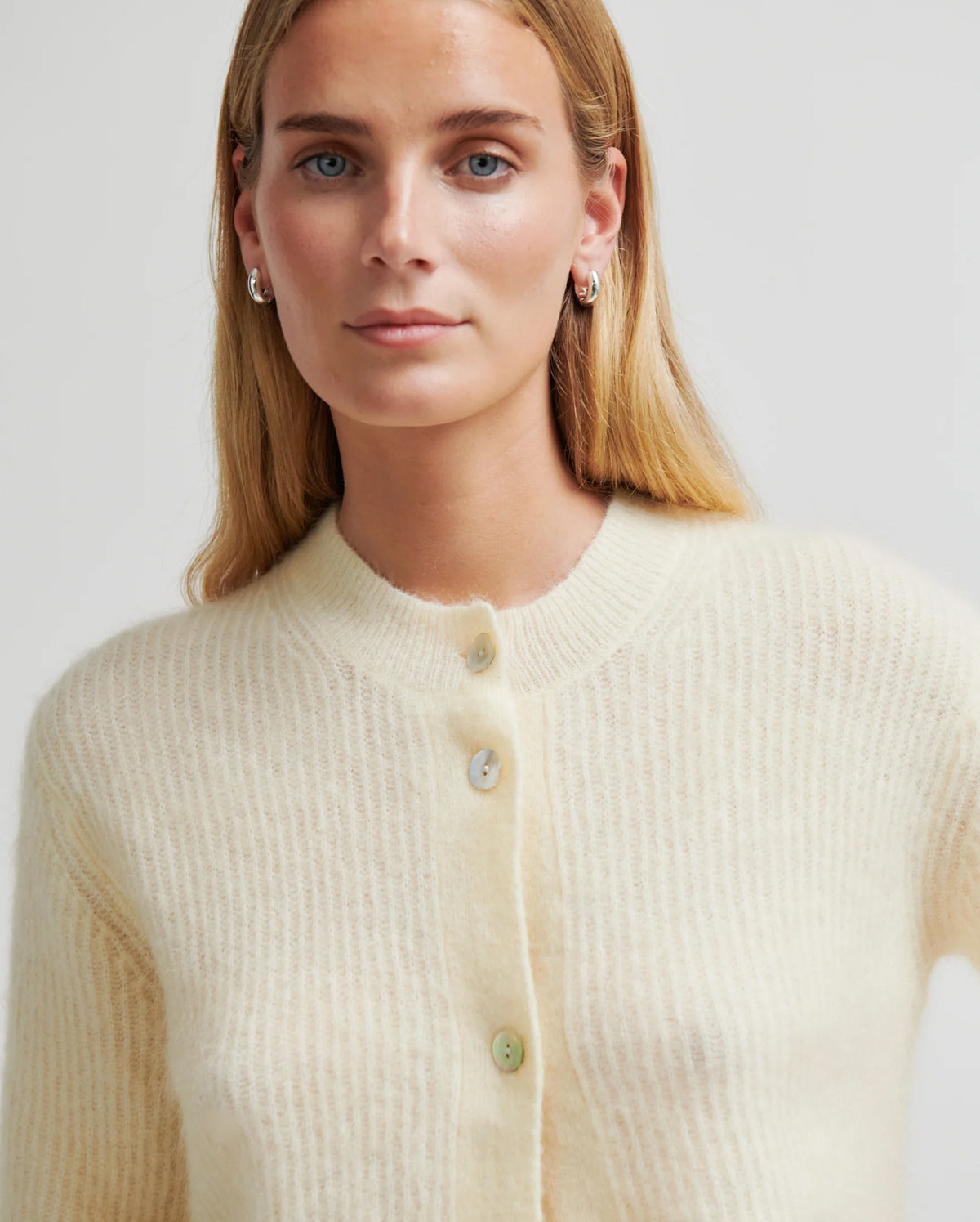 Andrea Knit Rib Cardigan (Alabaster Gleam)
