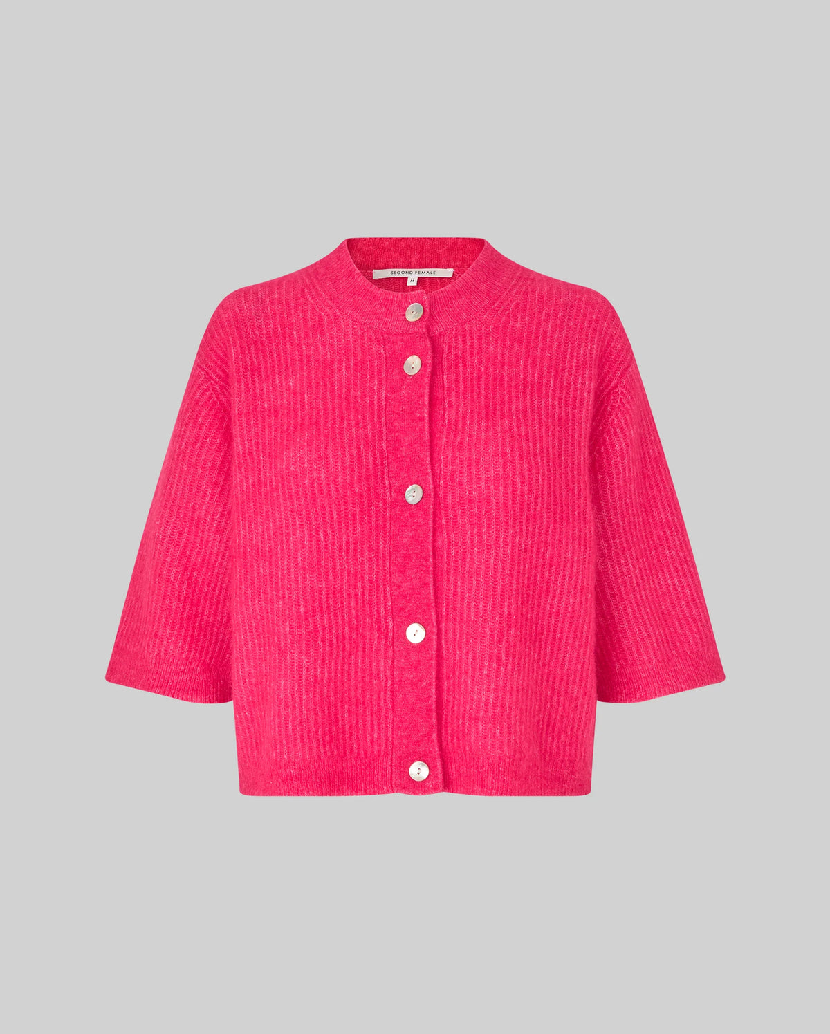 Andrea Knit Rib Cardigan (Raspberry Sorbet)