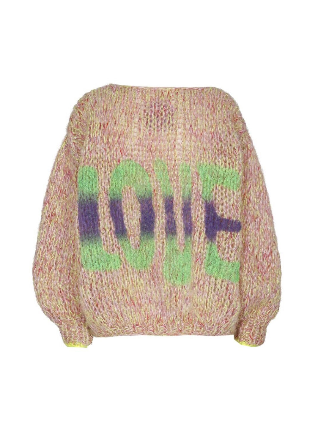 'LOVE' Mohair Pullover (Pink/Neon Green)